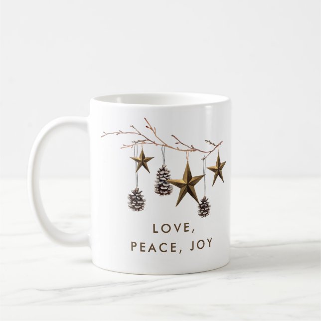 Elegant Minimalist Boho Christmas Holiday Photo Coffee Mug (Left)