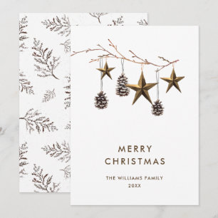 Elegant Minimalist Boho Merry Christmas Greeting Holiday Card