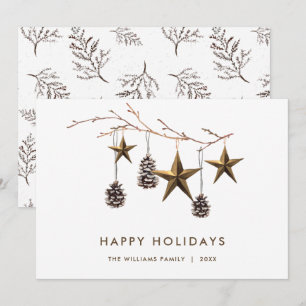Elegant Minimalist Boho Merry Christmas Greeting Holiday Card