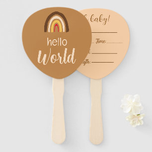 Elegant Minimalist Boho Rainbow Baby Announcemen Hand Fan
