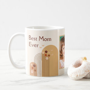 Elegant Minimalist Boho Rainbow Photo Best Mom Coffee Mug