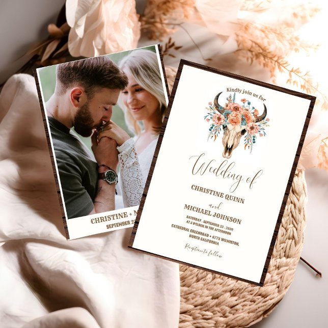 Elegant Minimalist Boho Western Cowboy Wedding Invitation (Creator Uploaded)