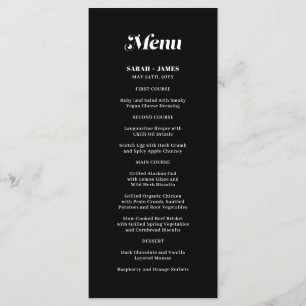 Elegant Minimalist Bold Calligraphy Black Wedding Menu