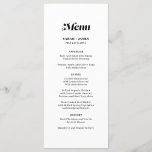 Elegant Minimalist Bold Calligraphy White Wedding Menu