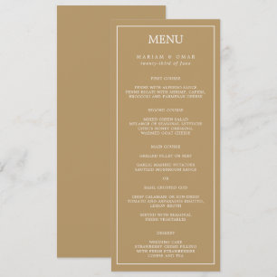 Elegant Minimalist Border Gold Wedding Dinner Menu