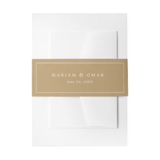 Elegant Minimalist Border Gold Wedding Invitation Belly Band