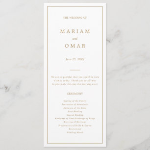 Elegant Minimalist Border Gold Wedding Program