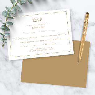 Elegant Minimalist Border Gold Wedding RSVP Card