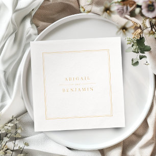 Elegant minimalist borders couples name Wedding Foil Napkins