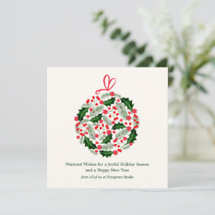 Elegant Minimalist Botanical Christmas Corporate Holiday Card