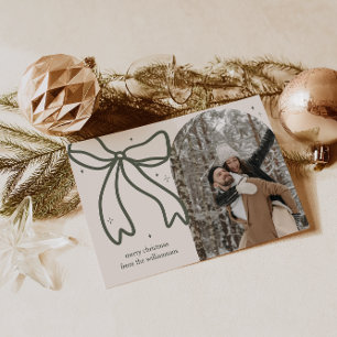Elegant Minimalist Bow Single Photo Holiday Card