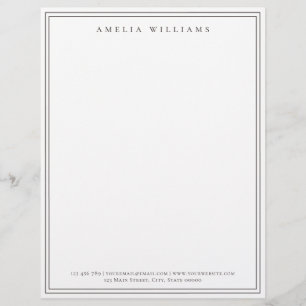 Elegant Minimalist Brown Two Border Letterhead