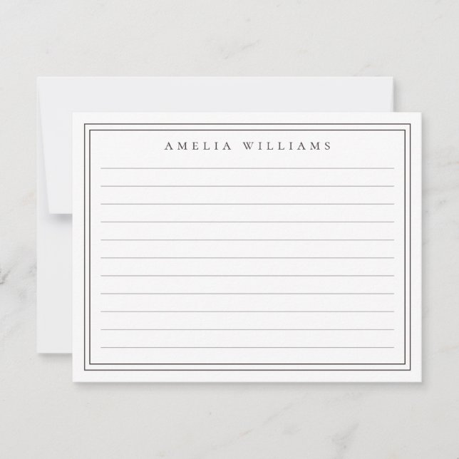 Elegant Minimalist Brown Two Border Ruled Card (Front)