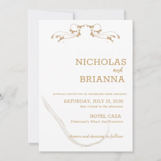 Elegant Minimalist Brown Wedding Invitation