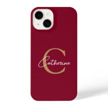 Elegant Minimalist Burgundy and Gold Monogram
