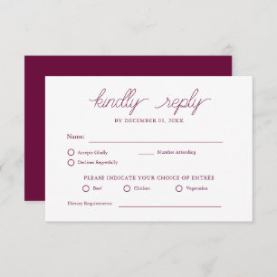 Elegant Minimalist Burgundy Modern Wedding RSVP