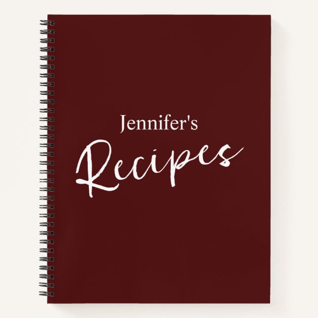 Elegant Minimalist Burgundy Recipe Notebook (Front)