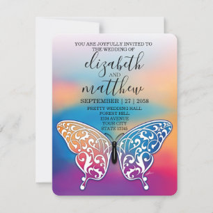 Elegant Minimalist Butterfly and Sunset Design Invitation
