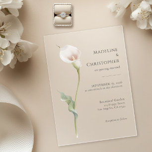 Elegant Minimalist Calla Lily Botanical Wedding Acrylic Invitations