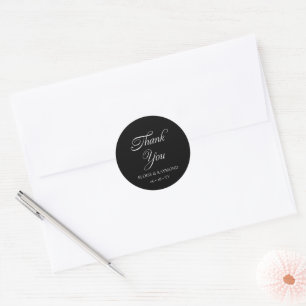 Elegant Minimalist Calligraphy Black Wedding Classic Round Sticker