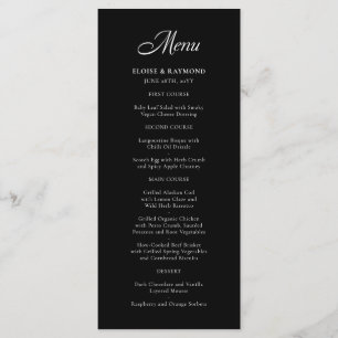 Elegant Minimalist Calligraphy Black Wedding Menu