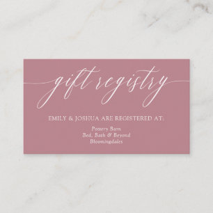 Elegant Minimalist Calligraphy Pink Gift Registry Enclosure Card