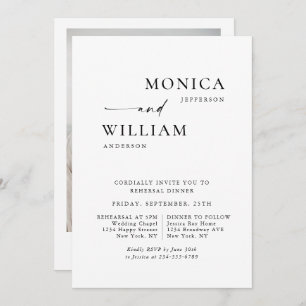 Elegant Minimalist Calligraphy Rehearsal Dinner Invitation