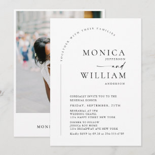 Elegant Minimalist Calligraphy Rehearsal Dinner Invitation