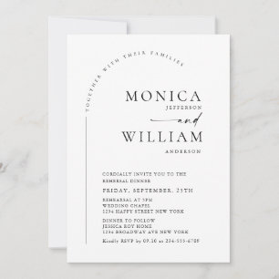 Elegant Minimalist Calligraphy Rehearsal Dinner Invitation