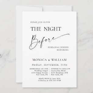 Elegant Minimalist Calligraphy Rehearsal Dinner Invitation
