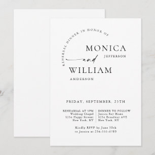 Elegant Minimalist Calligraphy Rehearsal Dinner Invitation