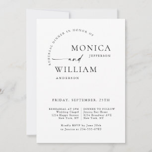 Elegant Minimalist Calligraphy Rehearsal Dinner Invitation