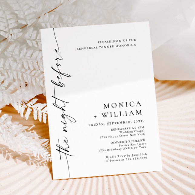 Elegant Minimalist Calligraphy Rehearsal Dinner Invitation (Creator Uploaded)
