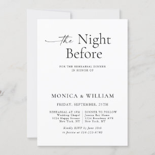 Elegant Minimalist Calligraphy Rehearsal Dinner Invitation