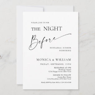 Elegant Minimalist Calligraphy Rehearsal Dinner Invitation