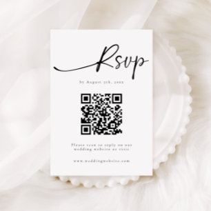 Elegant Minimalist Calligraphy RSVP QR Code Enclosure Card