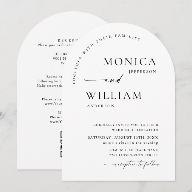 Elegant Minimalist Calligraphy Wedding QR code Invitation (Front/Back)