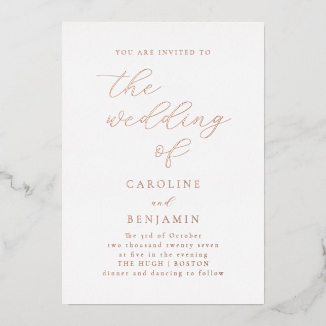 Elegant Minimalist Calligraphy Wedding Rose Gold (Front)