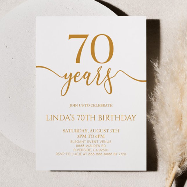 Elegant Minimalist Champagne 70th Birthday Party Invitation (Creator Uploaded)