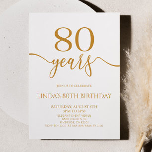 Elegant Minimalist Champagne 80th Birthday Party Invitation