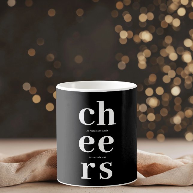 Elegant Minimalist Cheers | Modern Black & White Coffee Mug (Creator Uploaded)