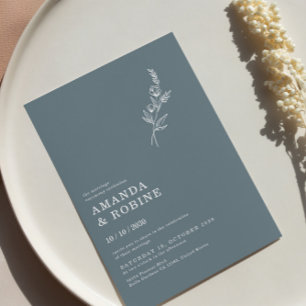 Elegant Minimalist Chic Leaves Flower Wedding Invi Invitation