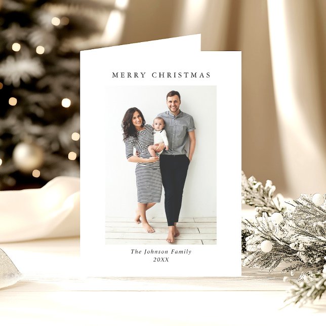 Elegant Minimalist Christmas 2 Photo QR code Holiday Card (Creator Uploaded)