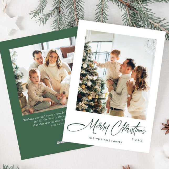 Elegant Minimalist Christmas Greeting 2 Photo Holiday Card (Creator Uploaded)