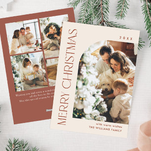 Elegant Minimalist Christmas Greeting 5 Photo Holiday Card