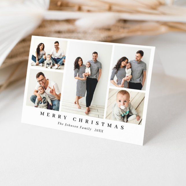 Elegant Minimalist Christmas Greeting 6 Photo Holiday Card (Creator Uploaded)