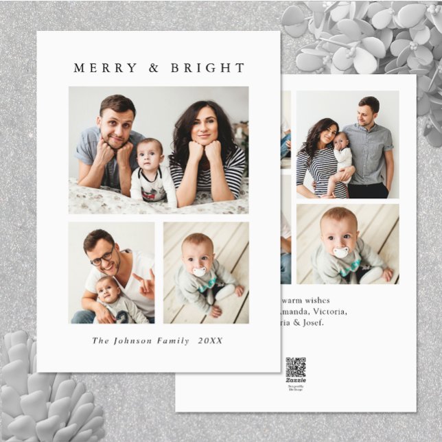 Elegant Minimalist Christmas Greeting 7 Photo Holiday Card (Elegant Minimalist Christmas Greeting Photo Holiday Card)