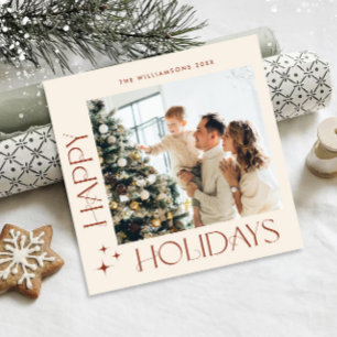 Elegant Minimalist Christmas Greeting One Photo Holiday Card
