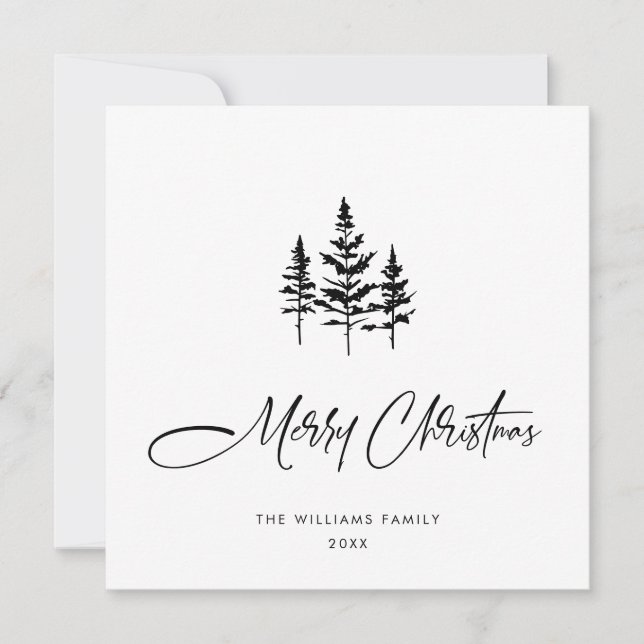 Elegant Minimalist Christmas Greeting QR code Holiday Card (Front)