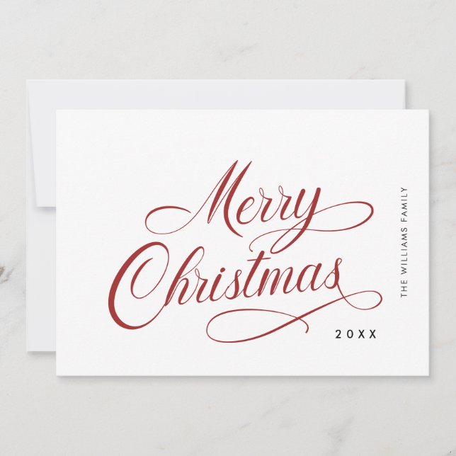 Elegant Minimalist Christmas Greeting QR code Holiday Card (Front)